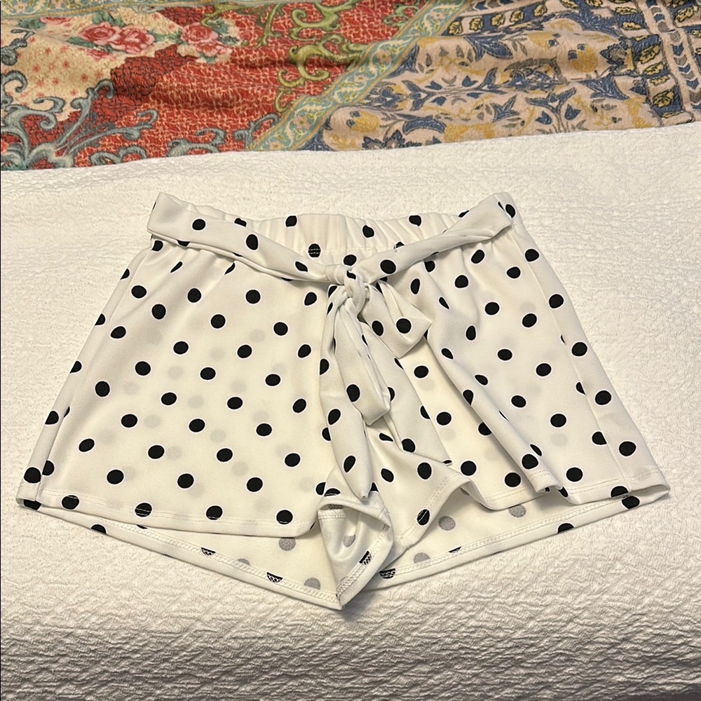 Papermoon High Waist Polka Dot Shorts in White and Black